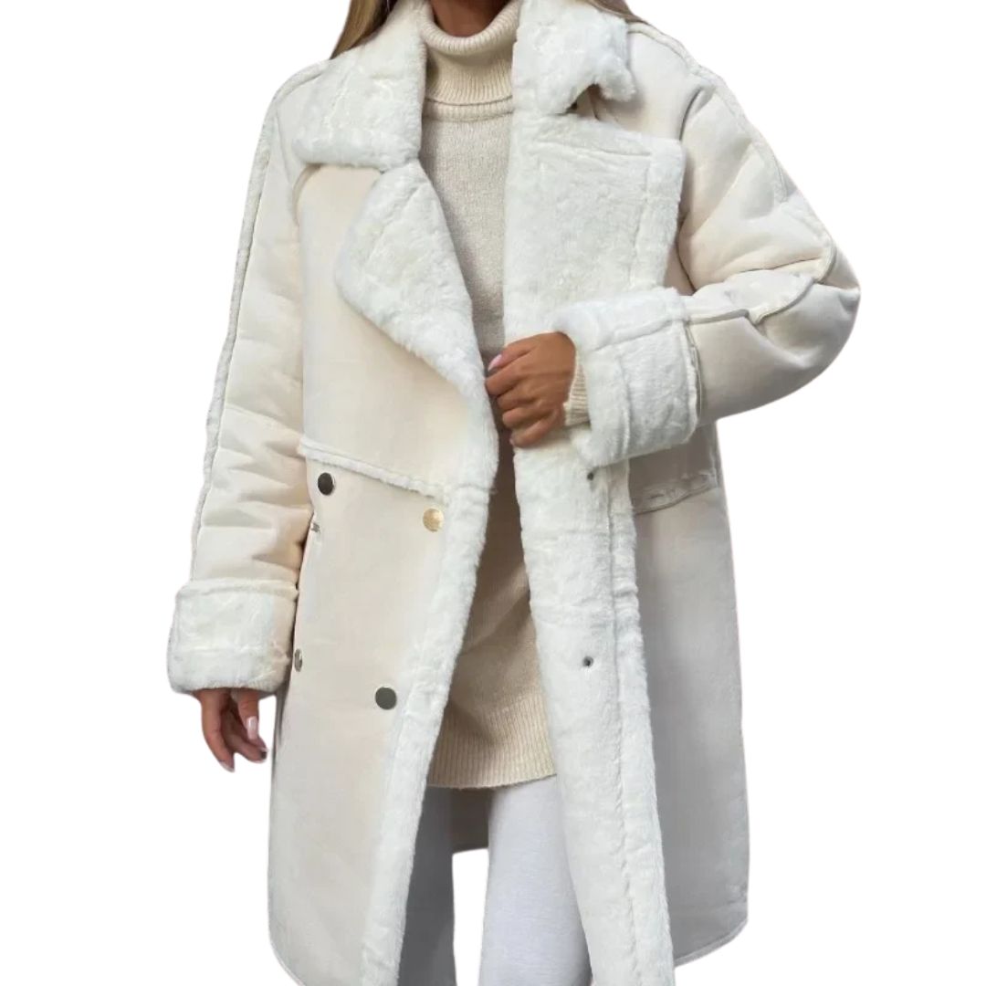 Women's Faux Fur Collar Longline Winter Coat
