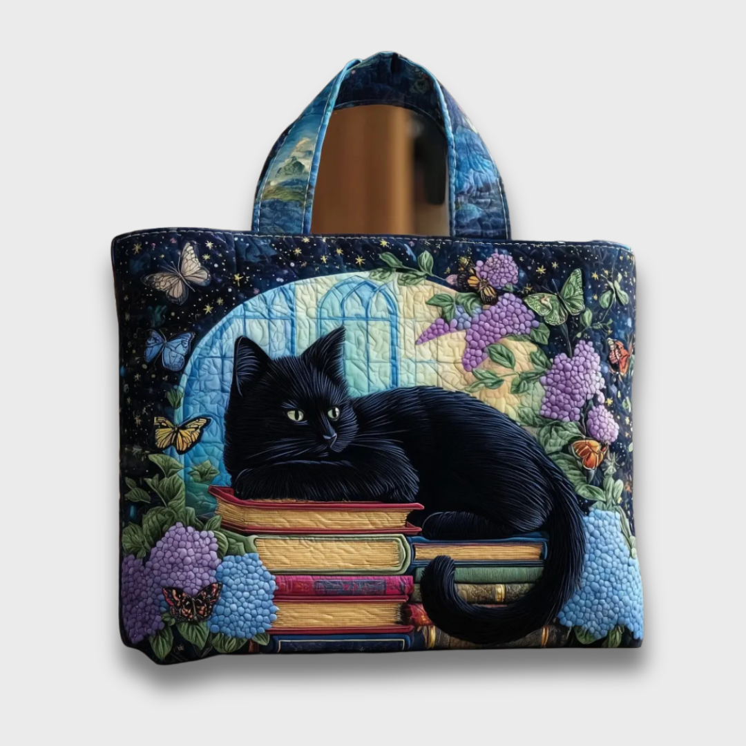 Bolso tote acolchado para mujer, Midnight Cat