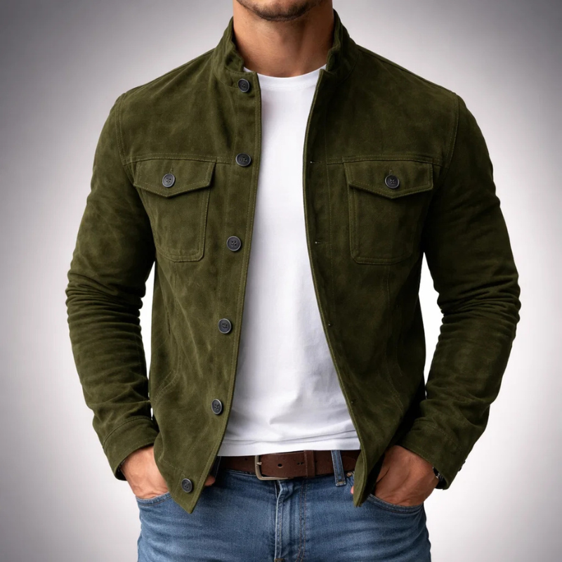 Giacca utility da uomo in camoscio