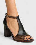 Sandali da donna con tacco squadrato e inserti cut-out