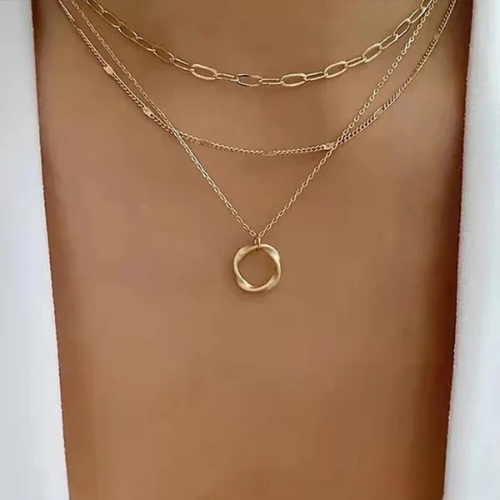 Women’s Layered Circle Pendant Necklace