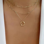 Women’s Layered Circle Pendant Necklace