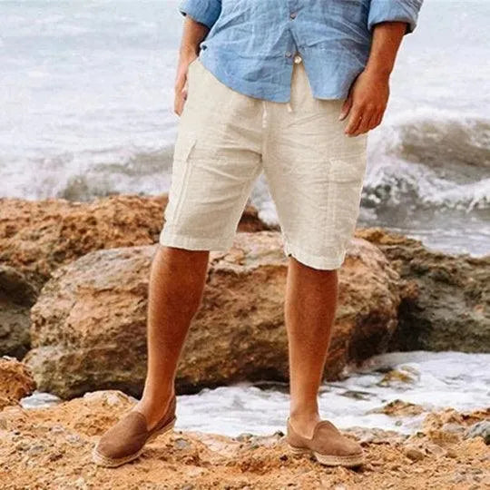 Mens Linen Shorts with Relaxed Fit Lightweight Breathable Summer Casual Style