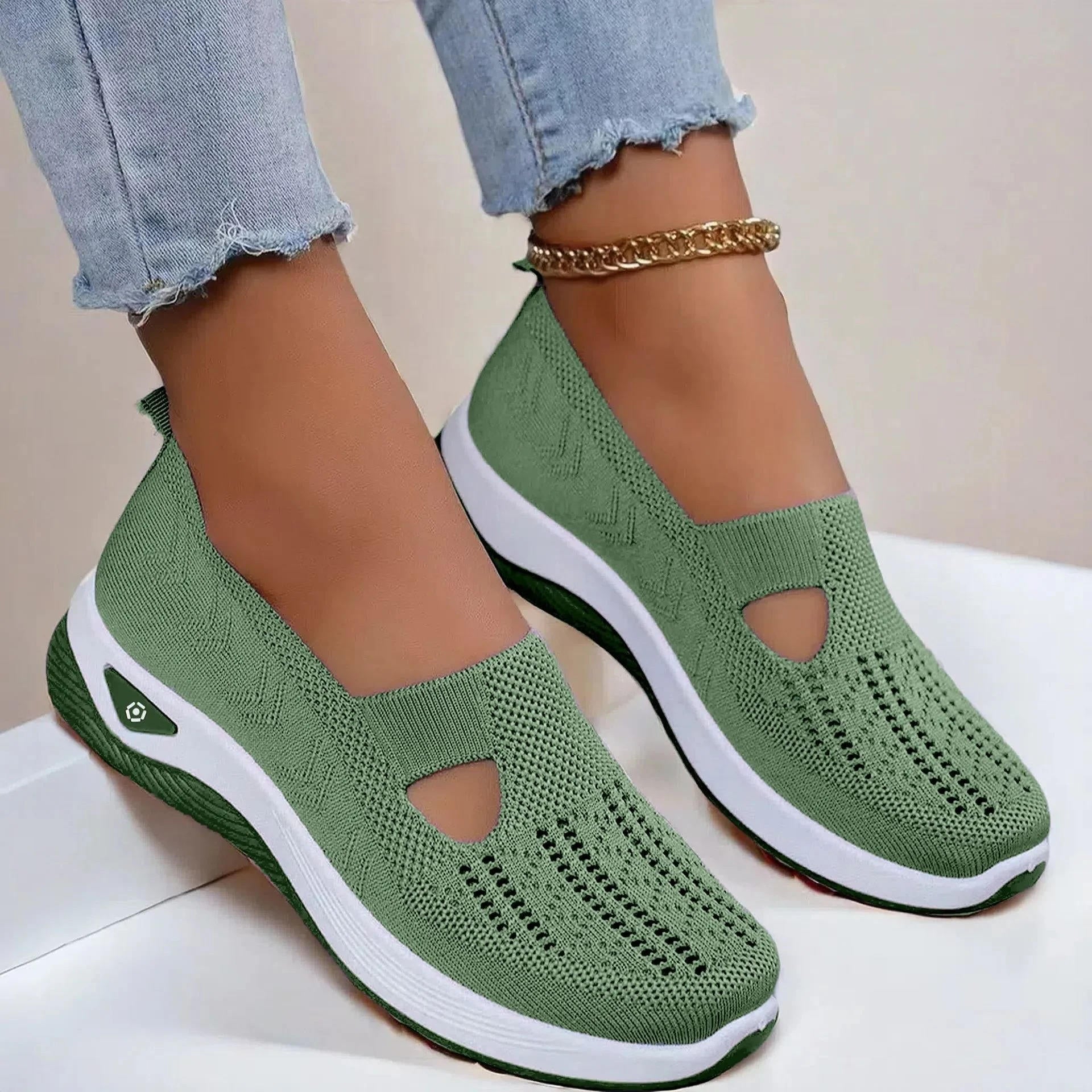 Women's Breathable Knit Slip-On Trainers