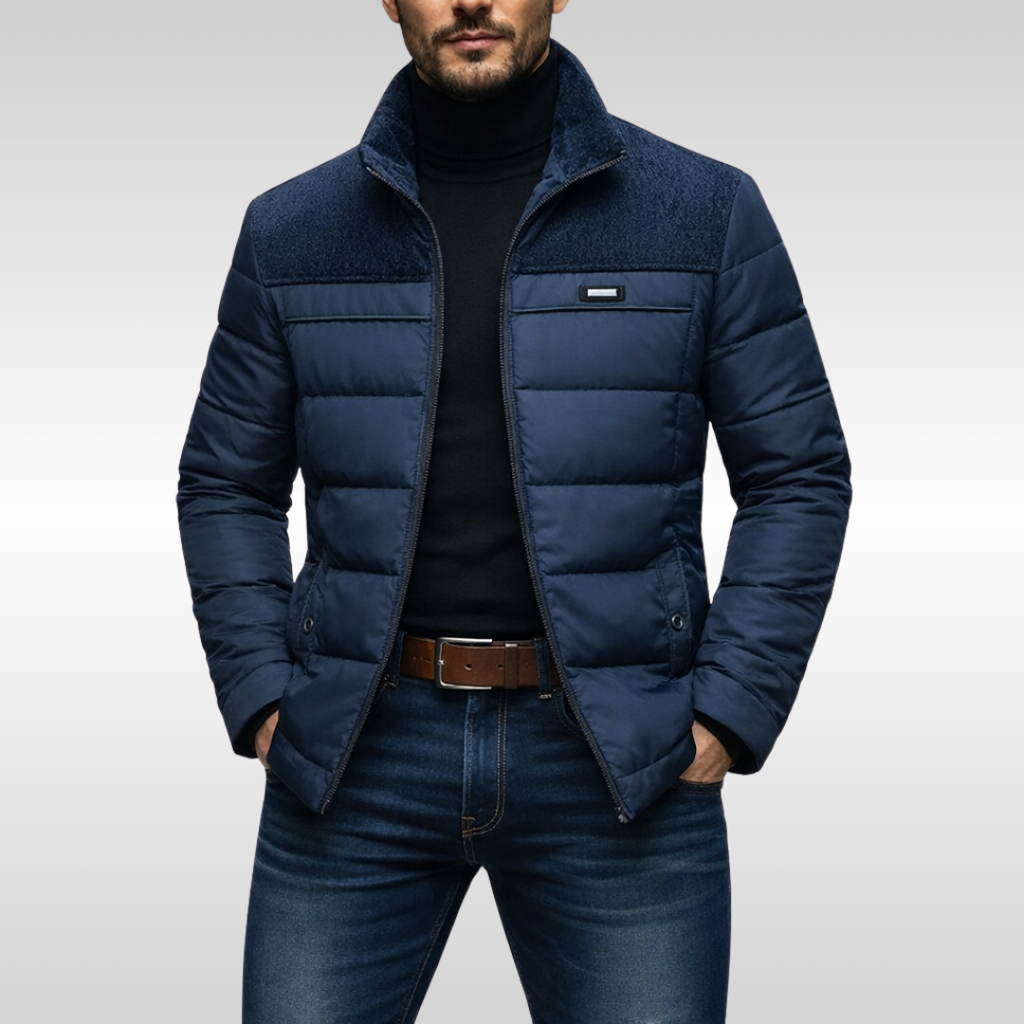 Herren-Steppjacke mit Kontrasteinsatz