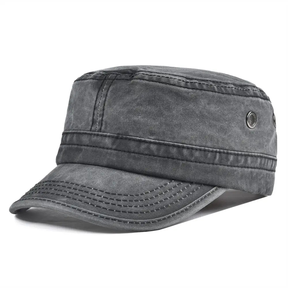 Men’s Vintage Military Cap with Adjustable Fit for Everyday Wear