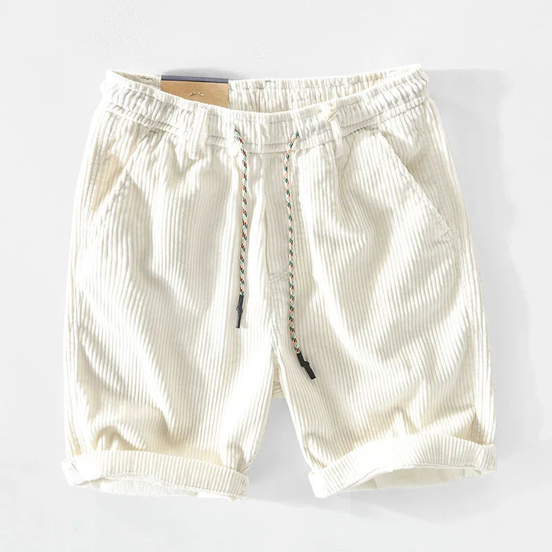 Men's Corduroy Shorts with Elastic Drawstring Waist