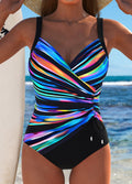 Maillot de bain une pièce pour femme à encolure en V froncée avec cordon latéral ajustable
