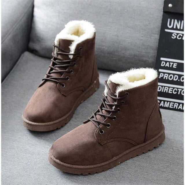 Women's Faux Fur Lined Lace-Up Ankle Boots