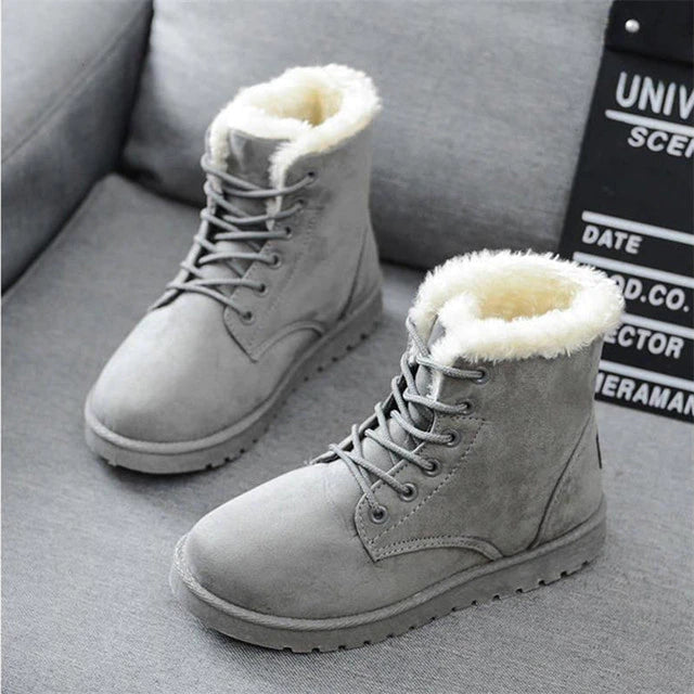 Women's Faux Fur Lined Lace-Up Ankle Boots