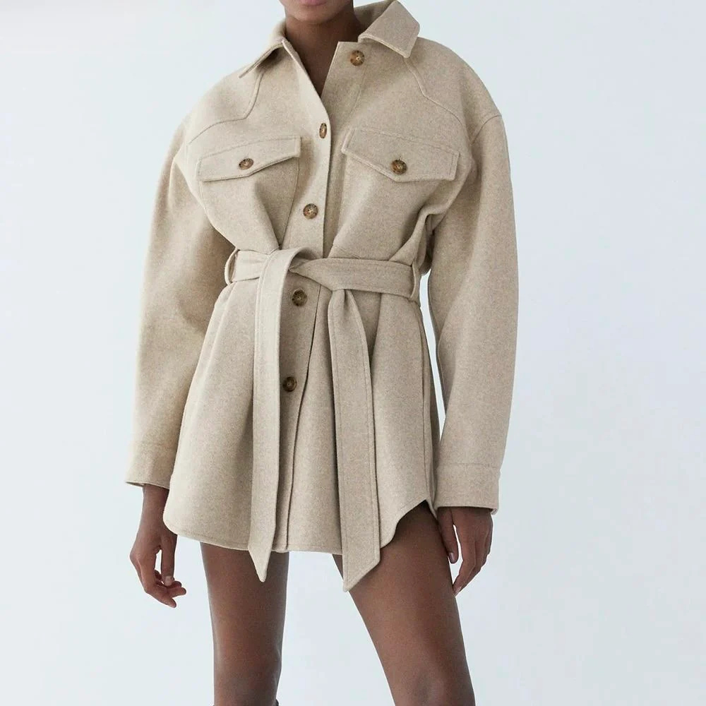 Women’s Belted Shirt Jacket