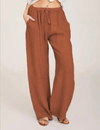 Weite Damenhose mit Kordelzug für den Alltag im Sommer