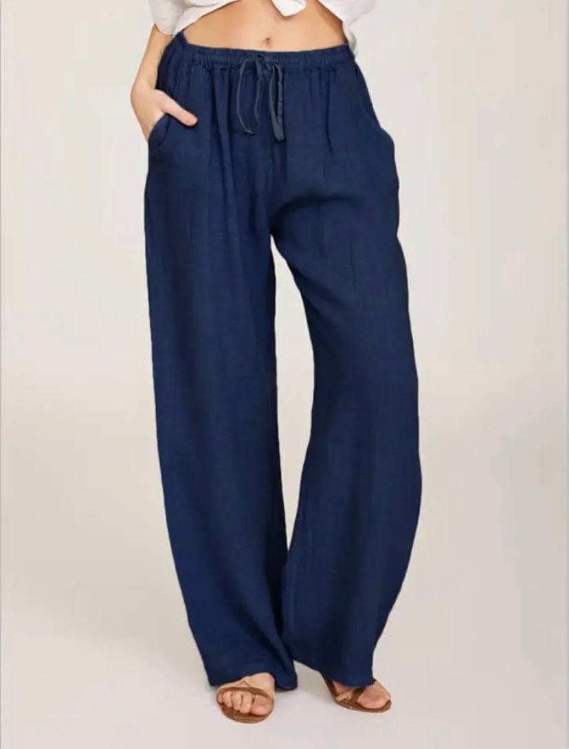 Weite Damenhose mit Kordelzug für den Alltag im Sommer