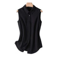 Women's Sleeveless Ribbed Blouse with Collared Neck for Everyday Wear
