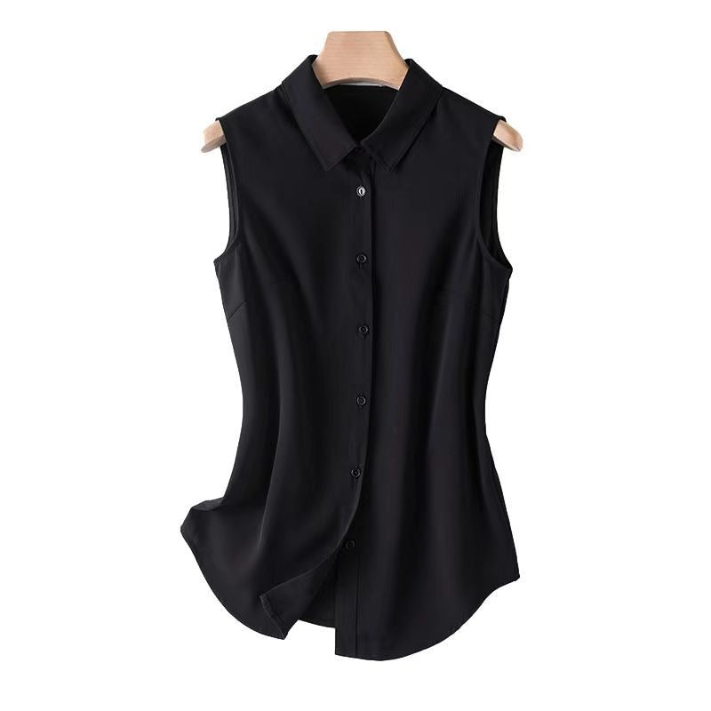 Women's Sleeveless Ribbed Blouse with Collared Neck for Everyday Wear