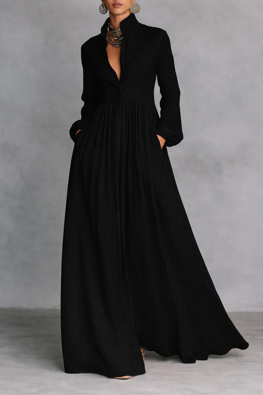 Robe-chemise maxi pour femme à boutons sur le devant