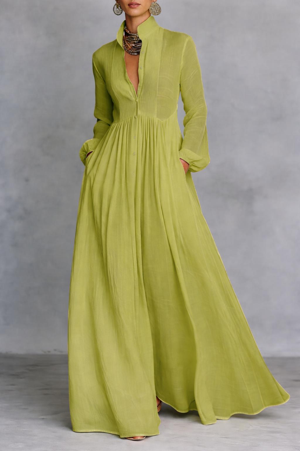 Robe-chemise maxi pour femme à boutons sur le devant