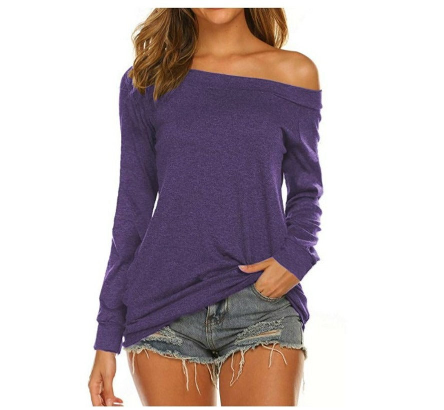 Women's Off-Shoulder Long Sleeve Top for Everyday Casual Wear