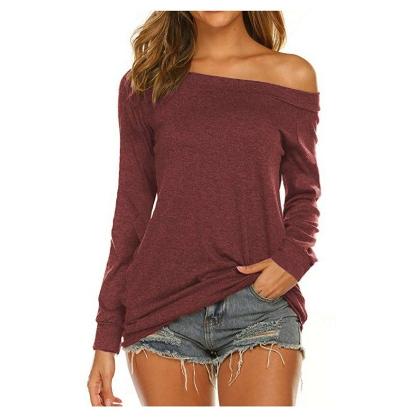 Women's Off-Shoulder Long Sleeve Top for Everyday Casual Wear