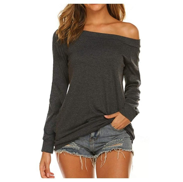 Women's Off-Shoulder Long Sleeve Top for Everyday Casual Wear