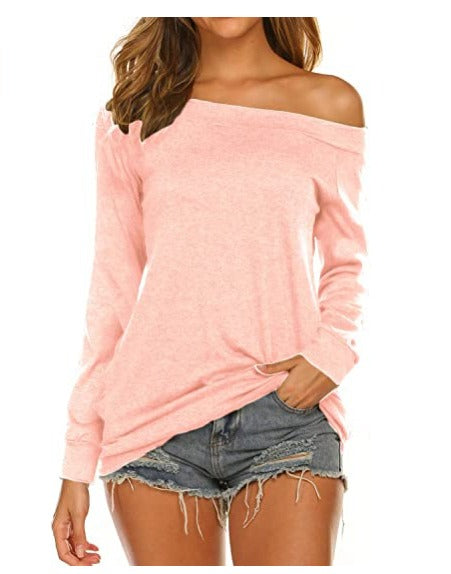 Women's Off-Shoulder Long Sleeve Top for Everyday Casual Wear