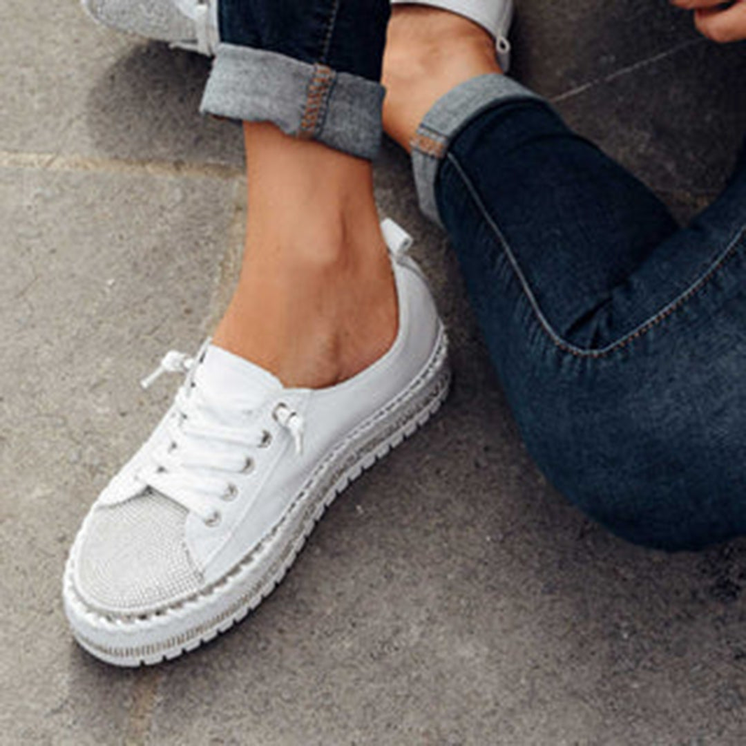 Women’s Rhinestone Platform Lace-Up Sneakers