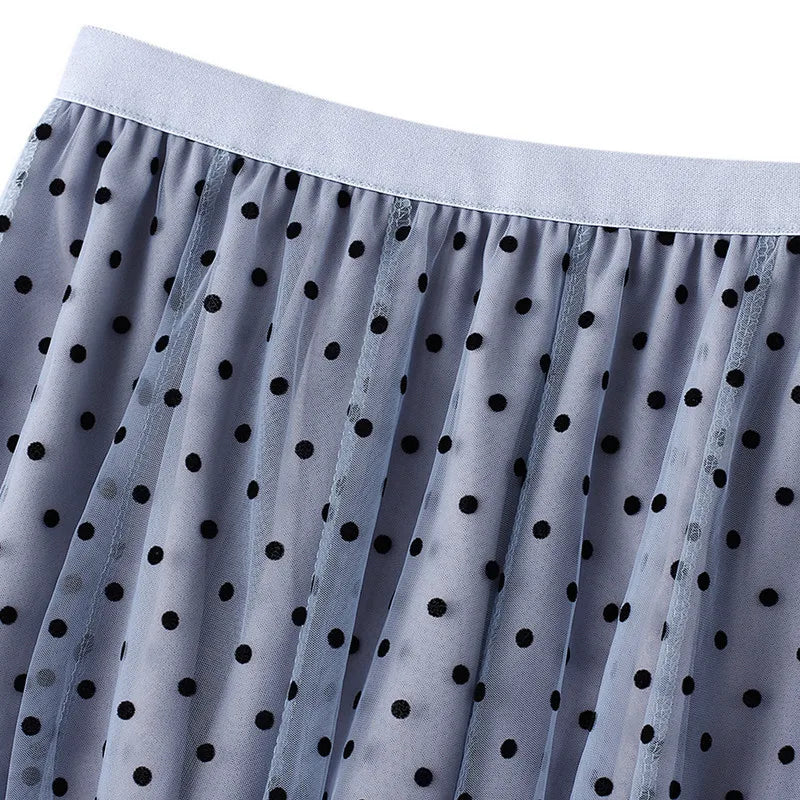Naisten pilkullinen tyllimaksihame