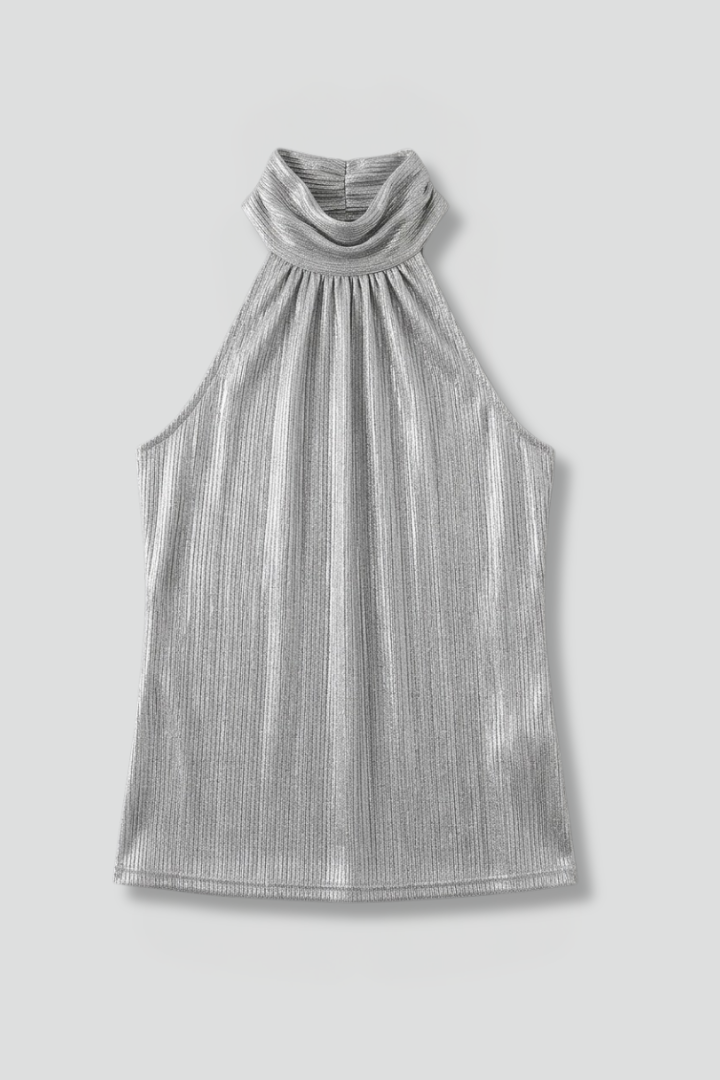 Metallic-Top für Damen mit Neckholder-Ausschnitt