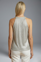 Metallic-Top für Damen mit Neckholder-Ausschnitt