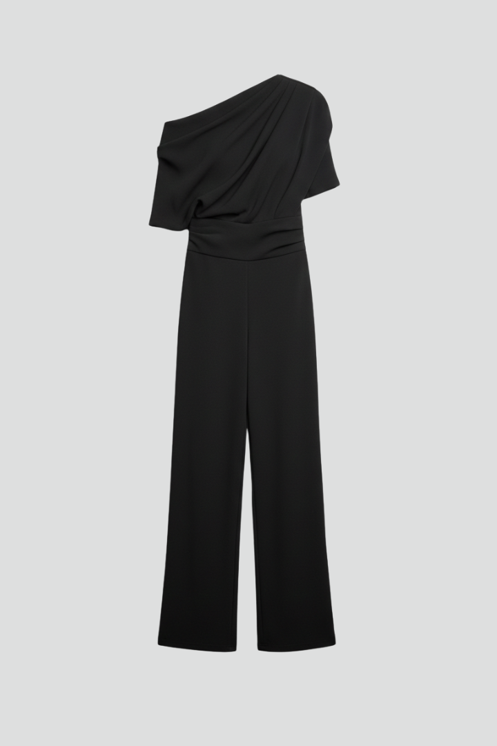 Combinaison femme asymétrique drapée à jambes larges