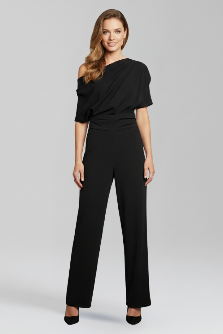 Combinaison femme asymétrique drapée à jambes larges