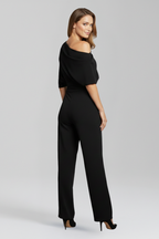 Combinaison femme asymétrique drapée à jambes larges