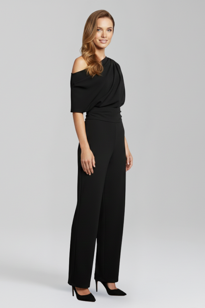 Combinaison femme asymétrique drapée à jambes larges