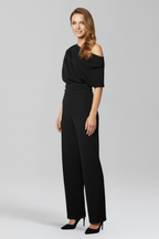 Combinaison femme asymétrique drapée à jambes larges