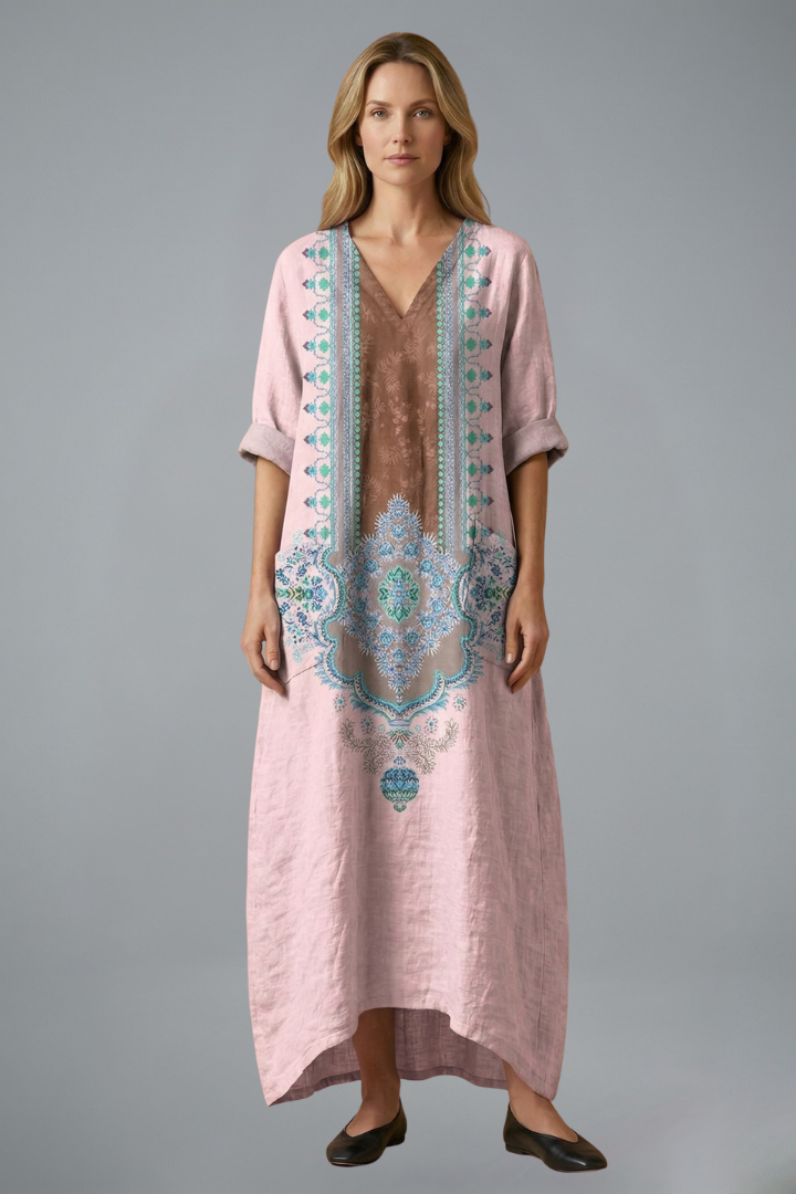 Women's Embroidered V-Neck Maxi Dress