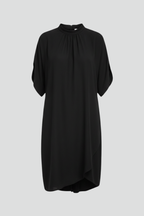 Robe midi drapée pour femme à col montant drapé
