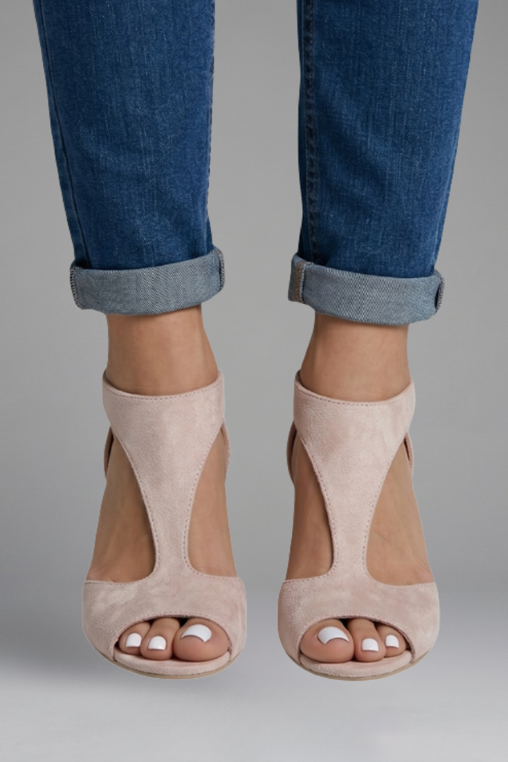 Damskie czółenka peep toe z wycięciami