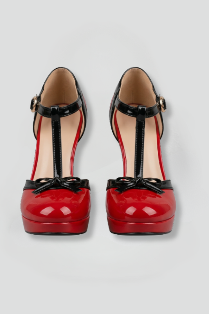 Tacones de plataforma para mujer con tira en T
