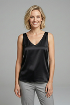 Damen-Satin-Trägertop mit V-Ausschnitt