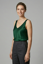 Damen-Satin-Trägertop mit V-Ausschnitt