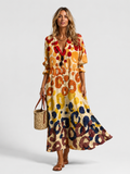 Vestido camisero largo de mujer con estampado abstracto