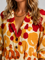 Vestido camisero largo de mujer con estampado abstracto