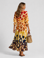 Vestido camisero largo de mujer con estampado abstracto