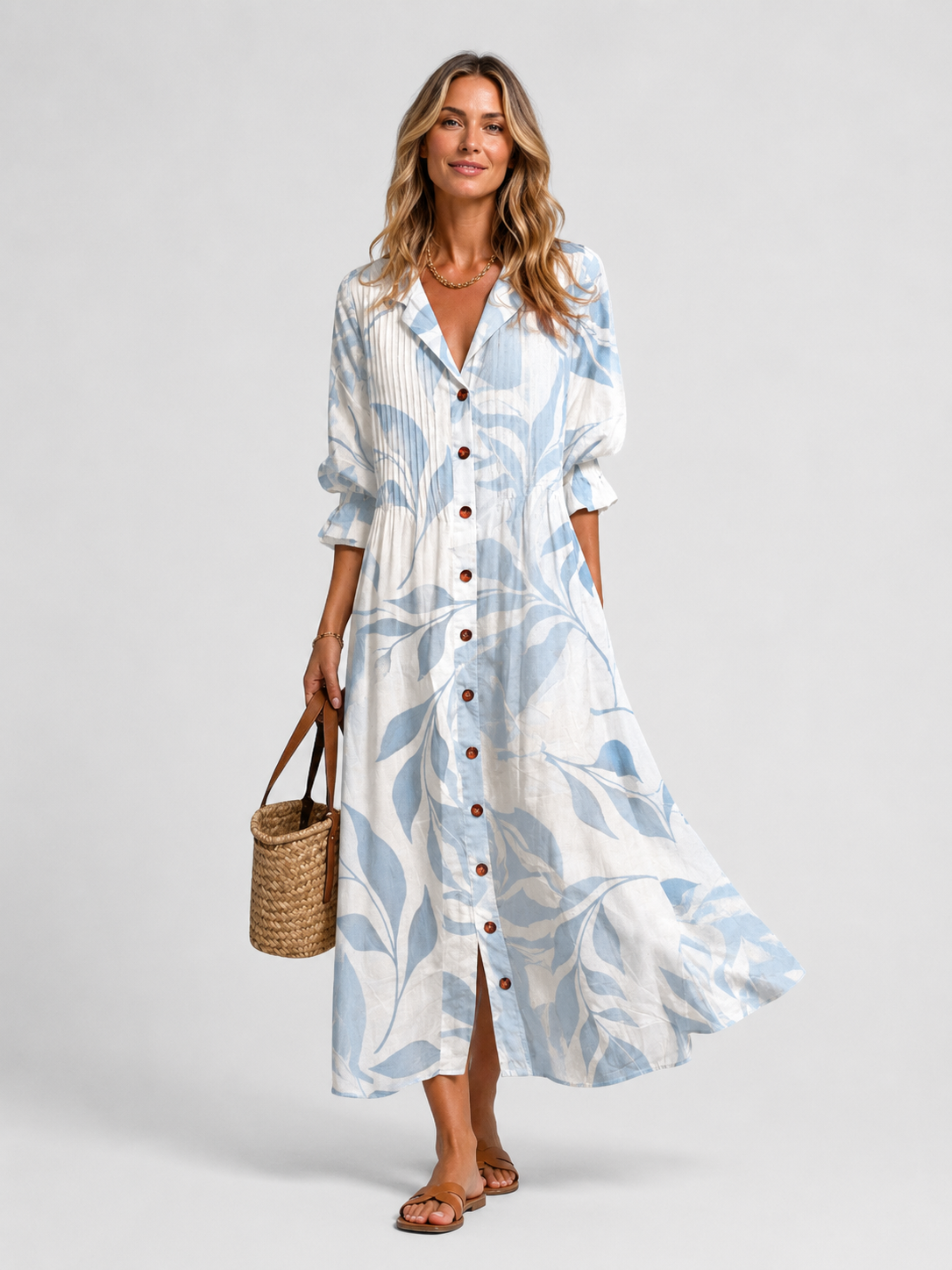 Women’s Abstract Print Maxi Shirt Dress
