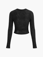 Women's Waffle Knit Long Sleeve Crop Top