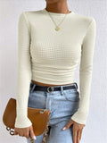 Women's Waffle Knit Long Sleeve Crop Top