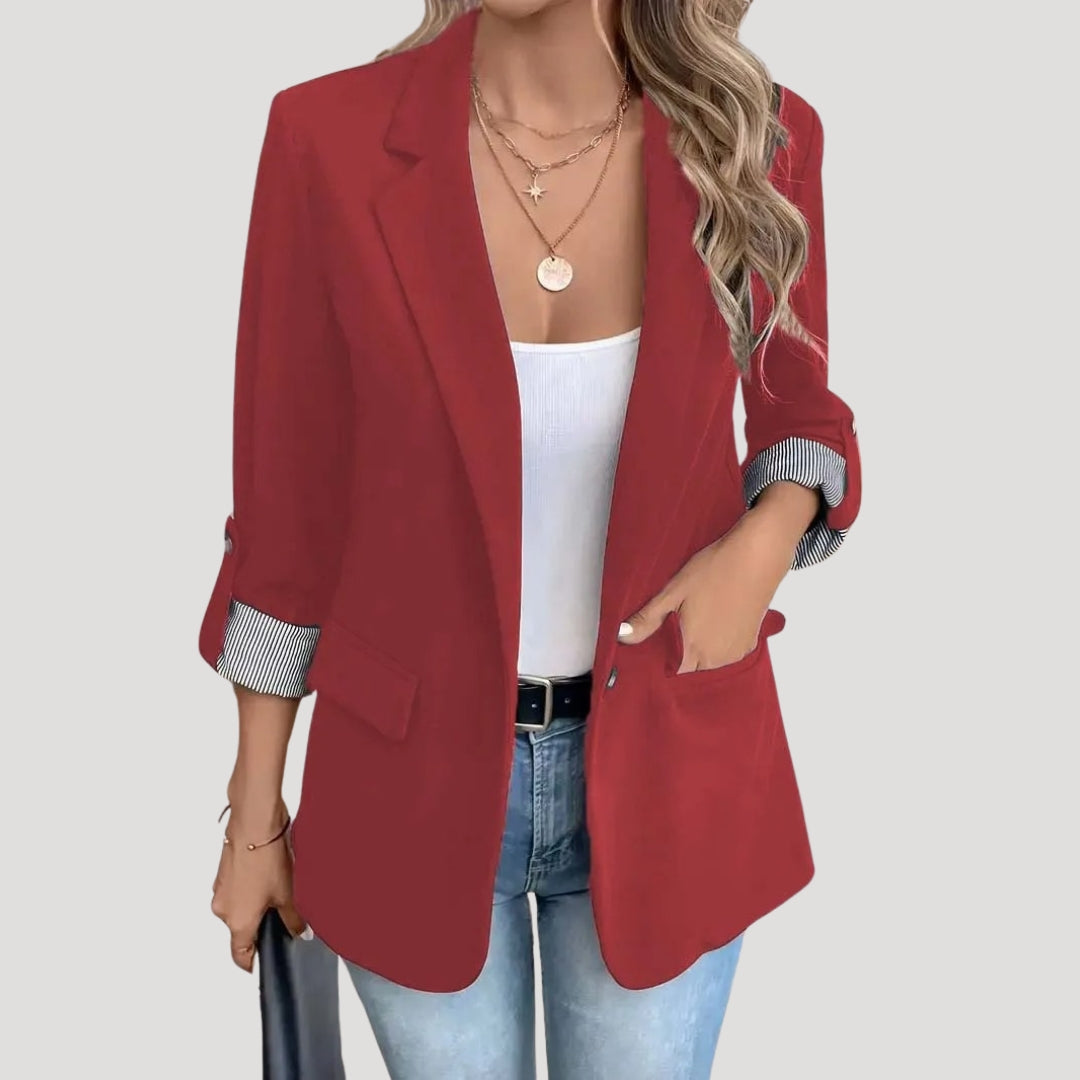 Blazer ajusté pour femme à manches retroussables