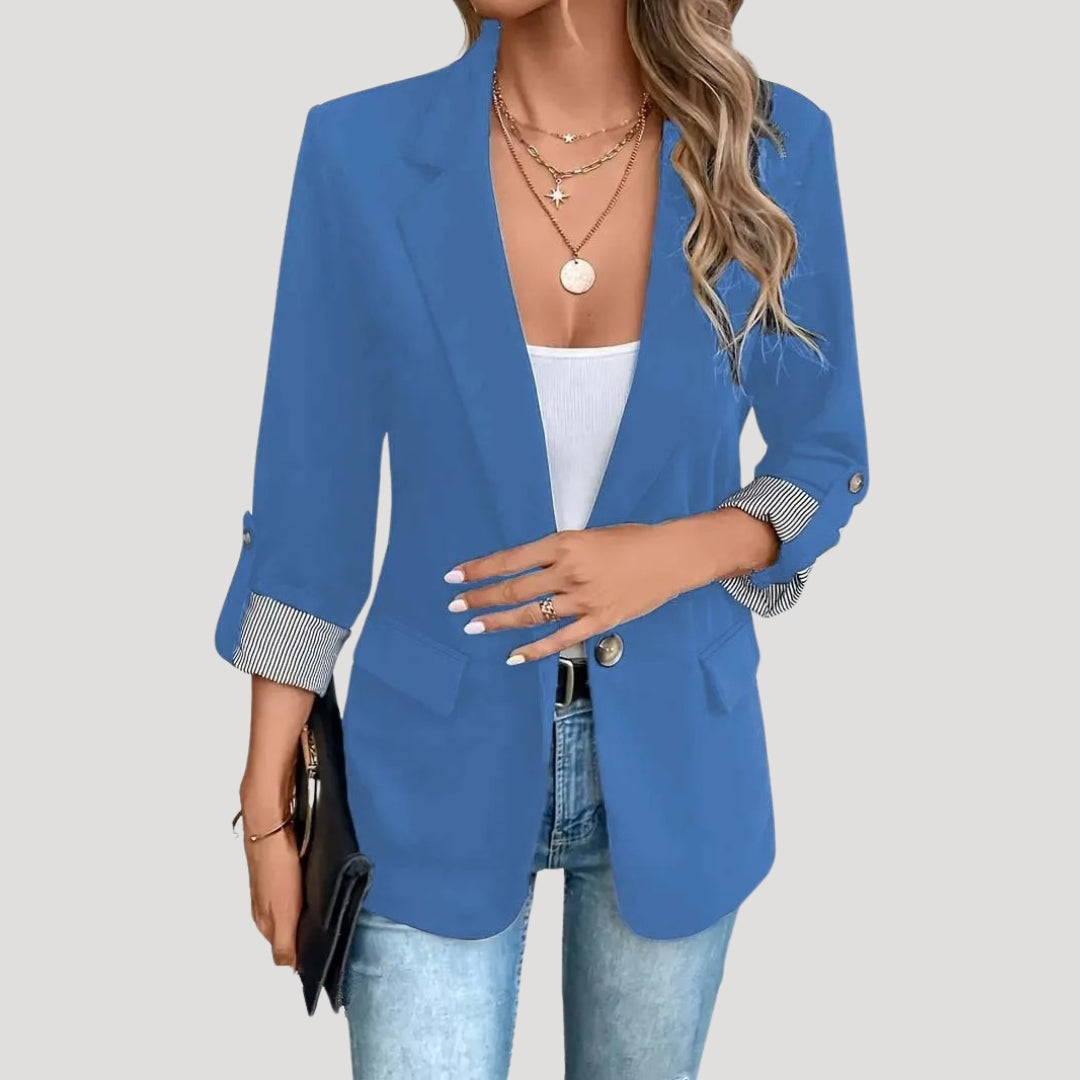 Blazer ajusté pour femme à manches retroussables