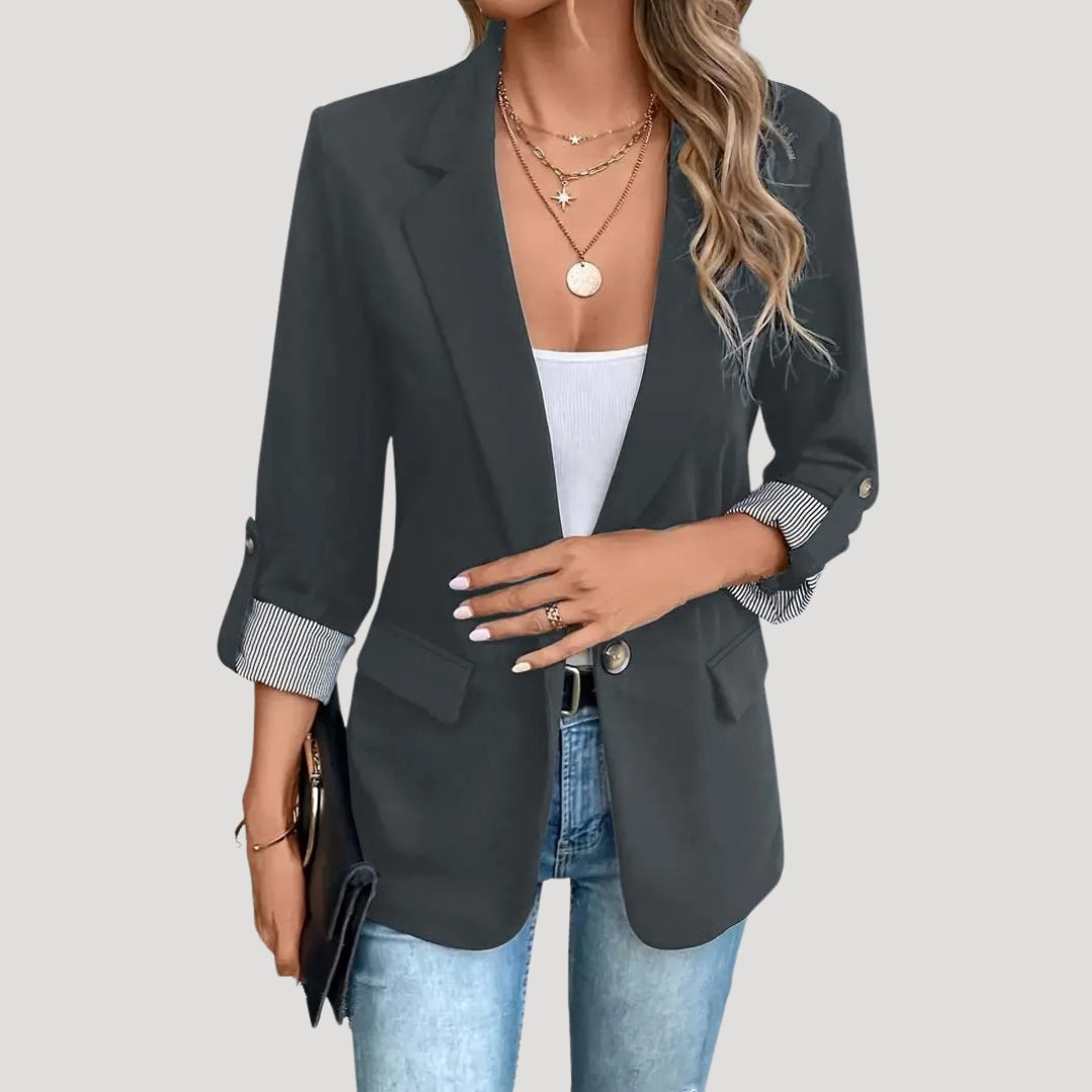 Blazer ajusté pour femme à manches retroussables