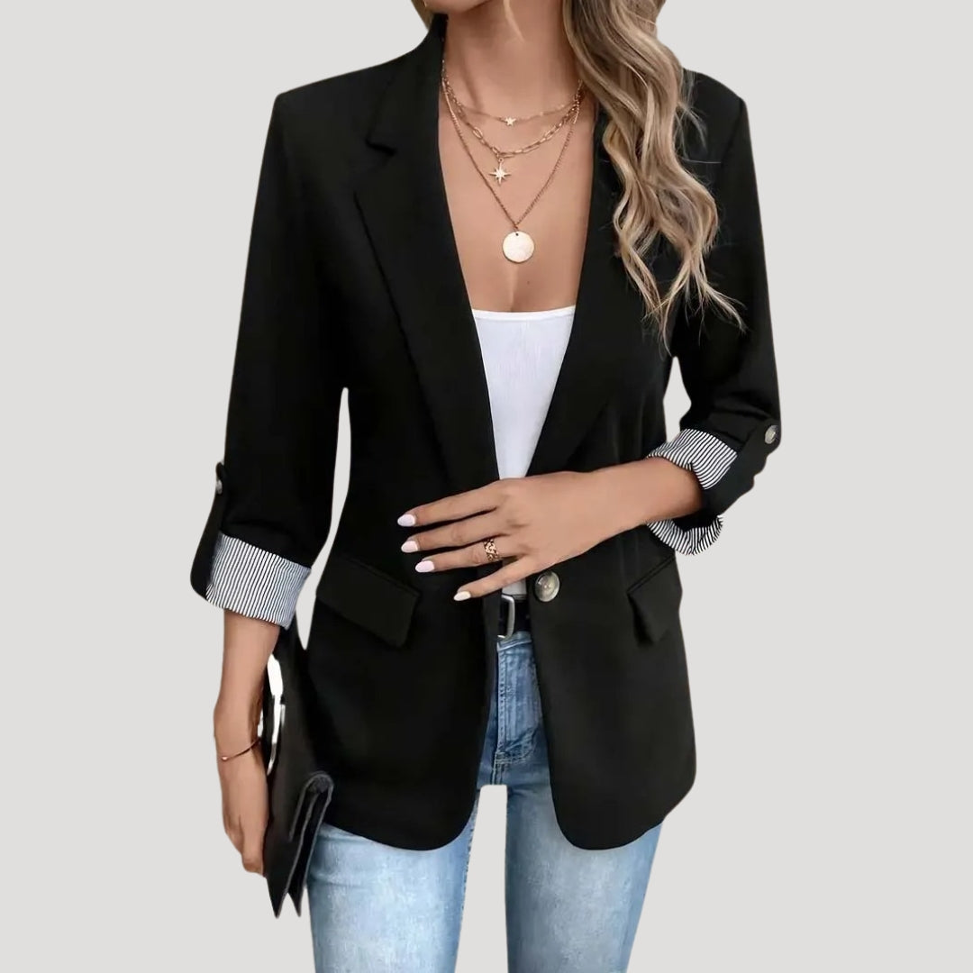 Blazer ajusté pour femme à manches retroussables